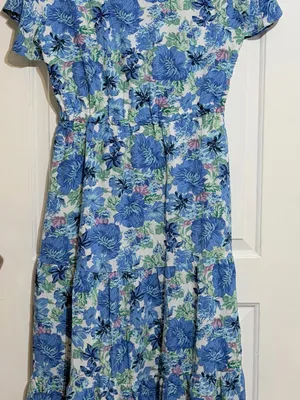 PRETTYGARDEN Blue Floral V-Neck Women’s Flowy Dress thumbnail 6