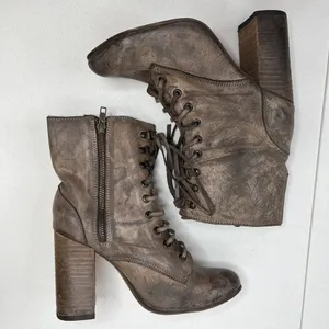 Freebird by Steven Size 9 Holis Boots Leather Heeled Zip Lace Up Brown‎ Women's thumbnail 4