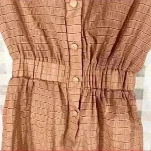 PRETTY LITTLE THING Women RomperSz 4 Small Button Up Brown Stripe Femine Chic thumbnail 6