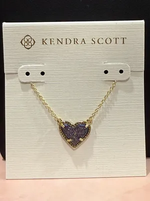 Kendra Scott | Gold Plated & Purple/Blue Heart Druzy Necklace thumbnail 2