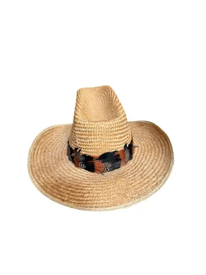 Vtg. Hush Puppies woven straw western cowboy hat thumbnail 3