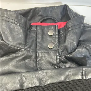 Black Faux Leather Jacket with Pink Lining Size L thumbnail 16