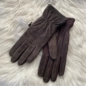 ISOTONER Stretch Leathers Brown Genuine Leather Gloves One Size thumbnail 2