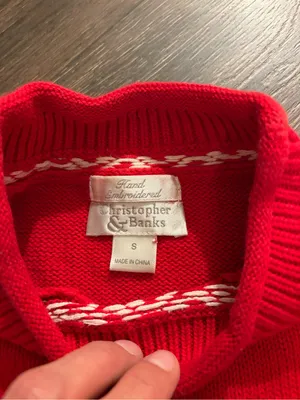 Vtg Christopher & Banks Red Snowman Embroidered Crewneck Sweater Cottagecore thumbnail 3