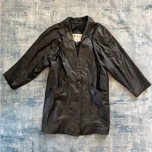 Vintage Bechamel Black Genuine Leather Coat Women's Medium thumbnail 1