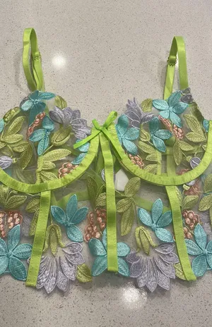 Mesh Bustier Lingerie Top Green Size M thumbnail 3