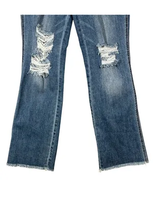 NEW Judy Blue High Waist Destroy Fray Hem Bootcut Jeans Size 31 thumbnail 8