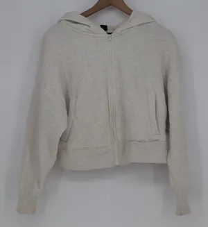 Wild Fable Hoodie Womens S Cropped Zip Up Oatmeal Heather Relaxed Good thumbnail 1