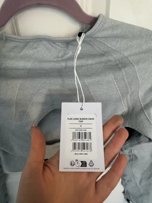 Gymshark Flex Sports Long Sleeve Crop Top Light Grey Marl thumbnail 7
