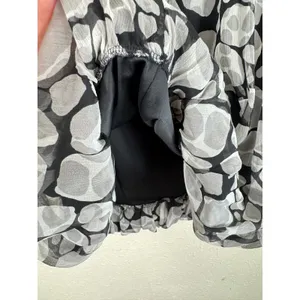 Express Design Studio Black Grey Silk Abstract Pebble‎ Print Bubble Mini Skirt 6 thumbnail 3