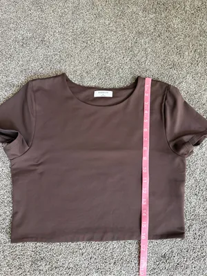 Babaton Sculpt Knit Brown Cropped Short Sleeve Top XL thumbnail 7