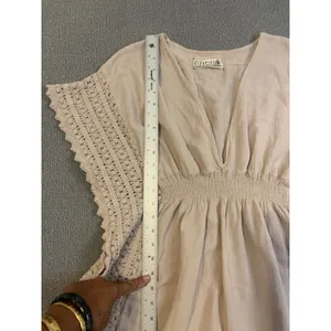Seaspice Resort Wear Isla Baby Beige 100% Peruvian Cotton Crochet Tunic Mini S thumbnail 6