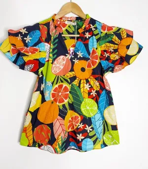 Maude Vivante Wren Fruit Forest Blouse Medium NWT Tropical Top thumbnail 1