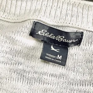 Eddie Bauer White Five Button Cardigan Sweater w/Two Front Pockets Sz M thumbnail 5