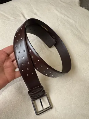J.Crew Women's Wide belt in studded Italian leather Sz S $98 Milan Brown thumbnail 3
