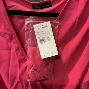 Prettygarden Pink V-Neck Long Sleeve Pleated Fit & Flare Waist Tie Dress XL thumbnail 4