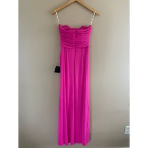 Lulus Epitome of Allure Hot Pink Mesh Strapless Ruched Maxi Dress Size Medium thumbnail 4