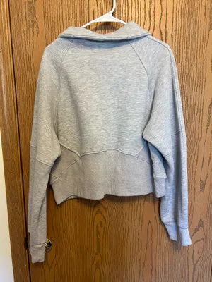 Aemi + Co Gray Quarter Zip Cropped Sweatshirt thumbnail 2