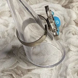 Vintage Ring Faux Turquoise Silver Tone Southwest‎ Adjustable Blue thumbnail 4