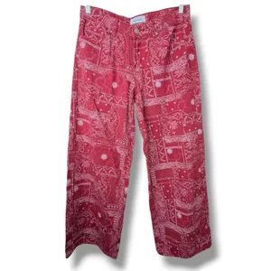Daydreamer LA Red Bandana Patchwork Low Rise Baggy Relaxed Fit Denim Jeans 7/28 thumbnail 2