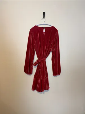J. Crew Velvet Berry Sangria Toe Waist Wrap Mini Dress Size XL‎ thumbnail 7