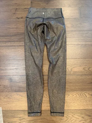 Lululemon Metallic Gold and Black Metallic High-Waist Leggings Size 6 - C1-343 thumbnail 5