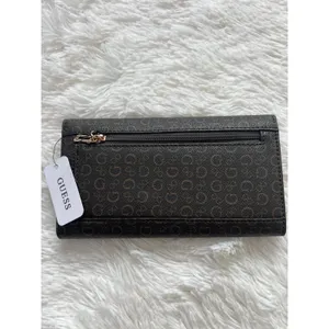 NWT GUESS Brown G Logo Print Trifold Wallet Snap Organizer Triangle Plaque thumbnail 4
