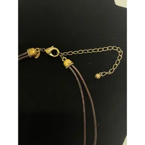 Chico's Double Cord Necklace with Gold Tone Shimmer Rhinestone Pendant thumbnail 4
