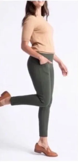 Betabrand journey DPYP dress pant yoga pant olive green‎ women's medium petite thumbnail 1