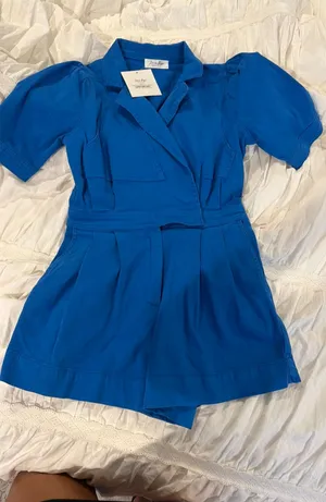 Boutique game day denim romper thumbnail 1