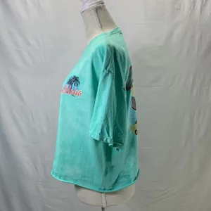 Disney LILO & Stitch Tie Dye Crew Neck Sea Green and White Crop Tee Size… thumbnail 5