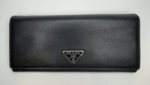Prada Large Saffiano Calfskin Leather Wallet - Black - Preowned thumbnail 1