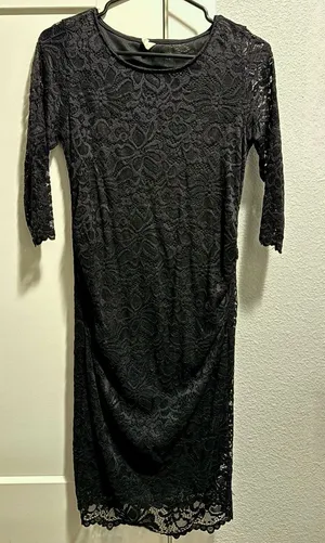Pinkblush Maternity - Black Lace Fitted Dress thumbnail 1