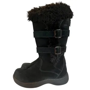 L.L. Bean TEK2.5 Waterproof 7.5 Winter Boots Womens Zip Black Suede Buckle Strap thumbnail 3