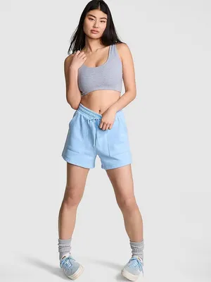 PINK Victoria’s Secret Blue Ivy Fleece Classic Shorts Cozy Lounge thumbnail 8