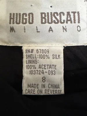 HUGO BUSCATI Milano Vintage Black 100% Silk Sleeveless Little Black Dress Size 8 thumbnail 8