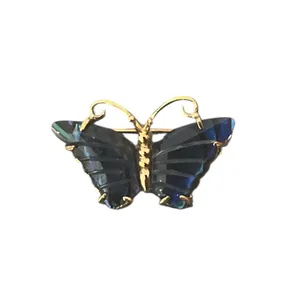 Vintage Estate Butterfly Brooch & Lapel Hat Stick Pin 2 Pc. Set Gold Tone Metal thumbnail 2