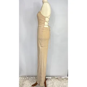 House of Harlow 1960 x Revolve Madeline Jumpsuit Womens Large Cream White Ribbed thumbnail 3