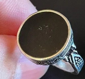 Round black obsidian S925 silver woman ring size 6.5 thumbnail 7