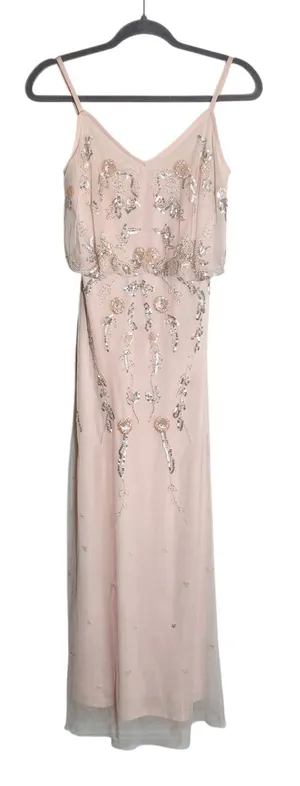 Altar'd State Pink Sequin Beaded Long Cocktail Dress Size Small thumbnail 1