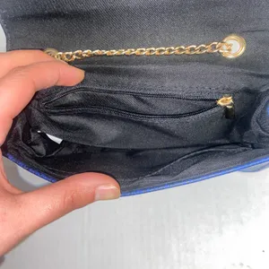 Women's Blue Black Snakeskin Faux Leather Gold-Chain Strap Purse Shoulder Bag thumbnail 8