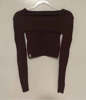 Free People Movement Gone Adrift Seamless Long Sleeve Red Night New Medium thumbnail 6