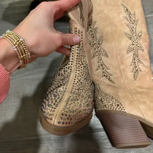 Sugar Kammy Bling Boots Rhinestone Pull On Western Boot Tan Size 11 thumbnail 7