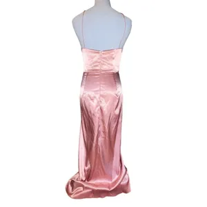 After‎ Six Desert Rose Charmeuse Halter Midi Dress Draped Tulip Skirt 6829 Sz 2R thumbnail 6