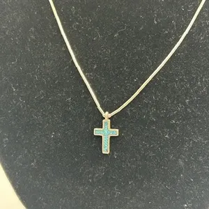 Vintage Womens Orange Coral Cross Real Silver Chain Plated Stainless Steel thumbnail 2