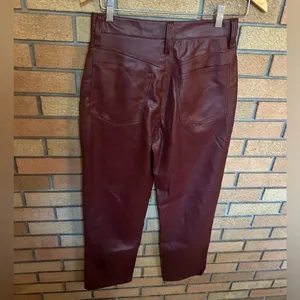 Madewell Perfect Vintage Straight Leg Jean Faux Leather Dark Red Size 26 thumbnail 6