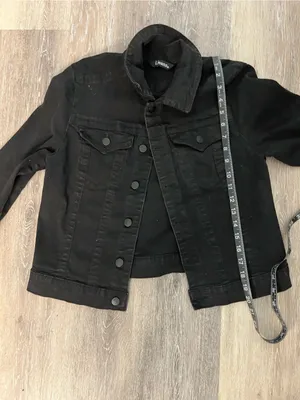 d.jeans Denim Jacket Womens Medium Black Stretch Cropped Trucker Button Front thumbnail 12
