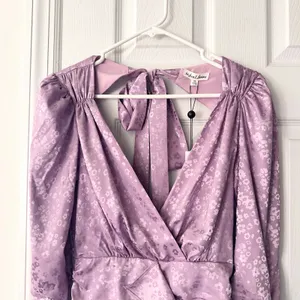 For Love & Lemons Fiji Lilac Purple Jacquard Floral Ruched Mini Dress XS NWT thumbnail 3