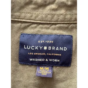 Lucky Brand Utility Shirt Size Medium Olive Green Snap Front Cotton Twill Top thumbnail 7