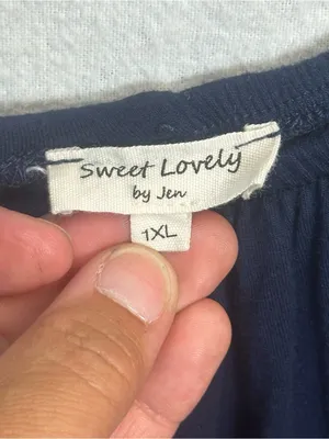 Sweet Lovely by Jen Navy Blue Maxi Dress 1XL Flutter Sleeve Stretch Boho thumbnail 5